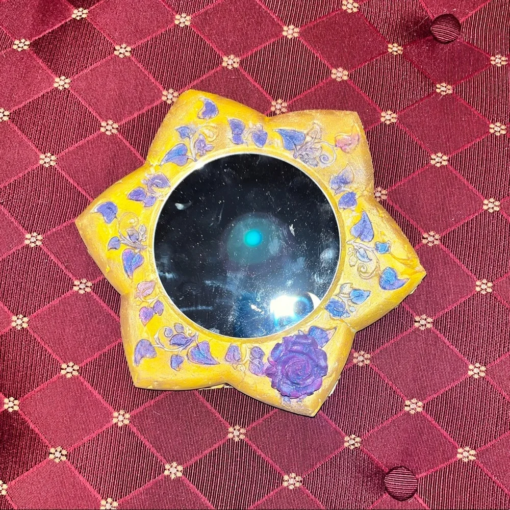 Gold yellow purple rose mirror decor